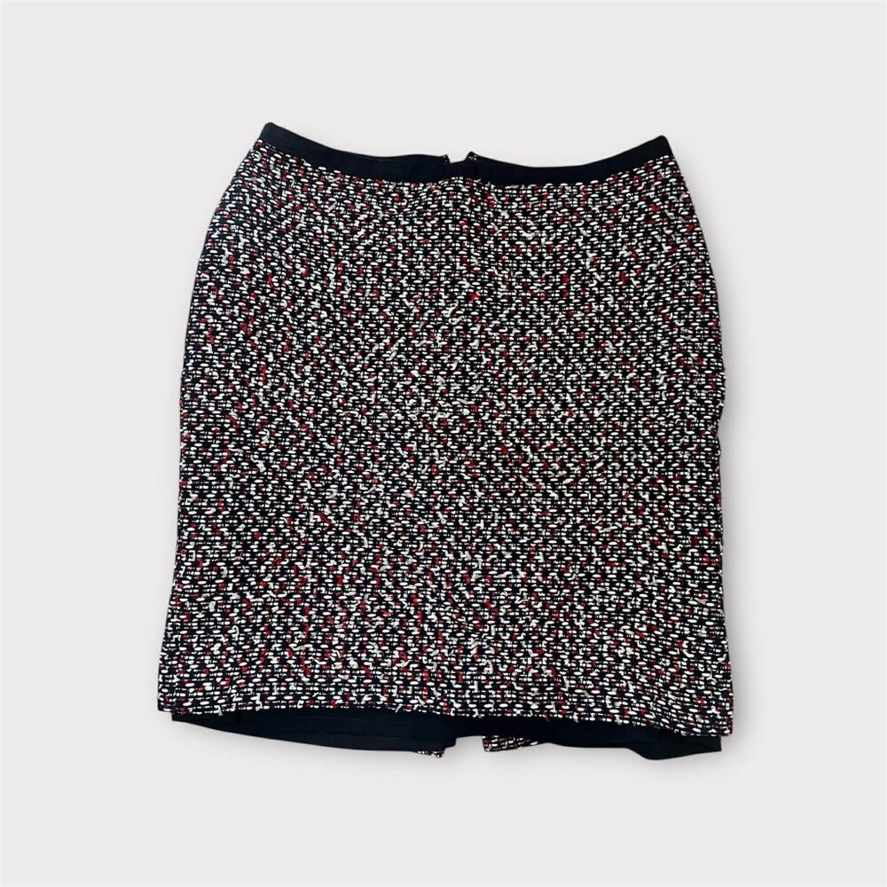Talbots Petites Tweed Office Skirt | Size 8P | Navy, Red & White